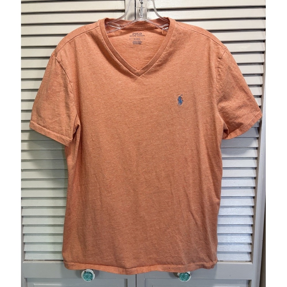 Polo Ralph Lauren TShirt Women's Logo V Neck Size M Orange